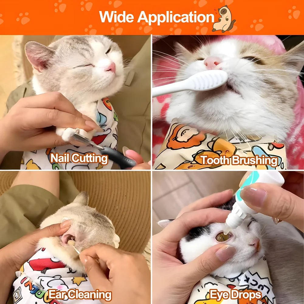 FW&D™ Cat Care Wrap – Gentle Restraint Blanket for Grooming & Medication